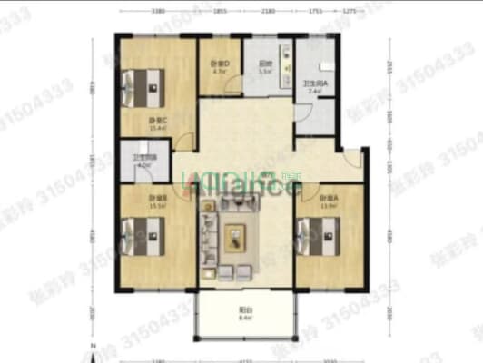 平安小区六号院 4室2厅 140.94平米-户型图