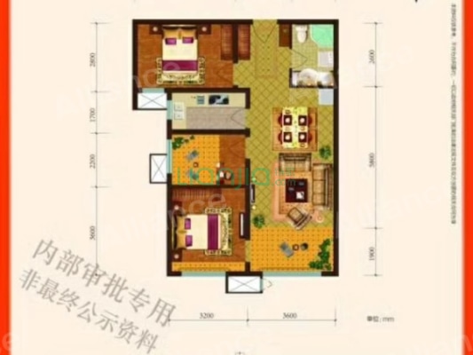 全阳三居室，户型方正 中高楼层 全天采光 视野开阔-户型图