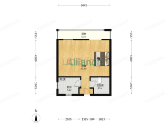 开发区正规一居 南向 采光好 视野好-户型图