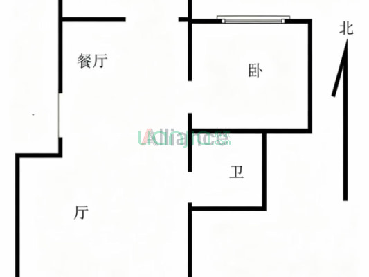 城区物探家属院 板楼二层 南北通透两居-户型图