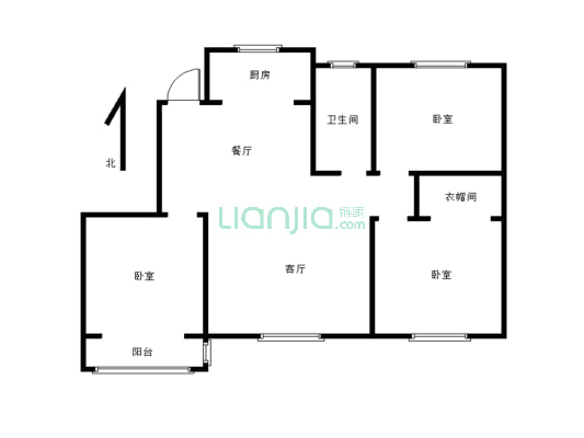 林海花园3室2厅1厨1卫   毛坯自由装修-户型图