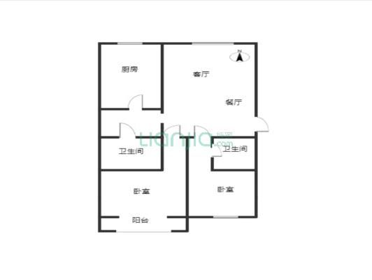 鹏渤公园里 2室2厅 南 北-户型图
