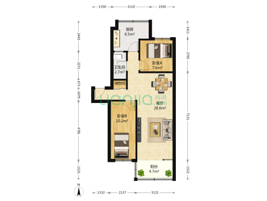 桑园路 2室1厅1卫 78平方