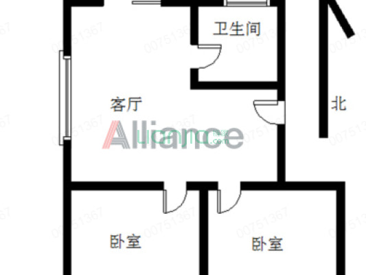 邱庄居民小区 2室1厅 南 北-户型图