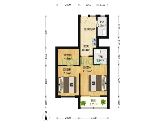湖南路298弄 2室1厅1卫 53平方