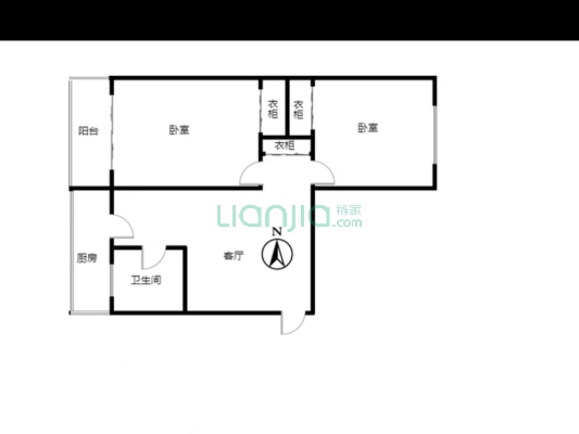 桃园社区精装两居 拎包入住 小区适合全龄化人群居住-户型图