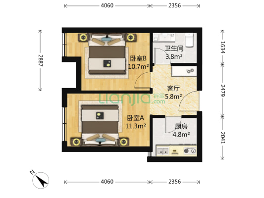 金舍嘉苑 2室1厅1卫 56平方