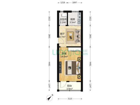 凤凰庄 1室1厅1卫 42平方