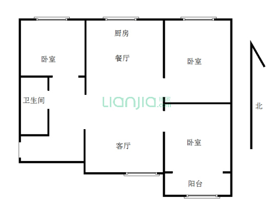 小区离北京近，带装修，前方无遮挡，房子诚心出售-户型图
