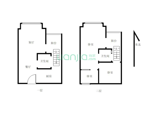 房子使用面积足 真跃层 可以使用4层-户型图