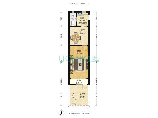 长顺路50弄 1室1厅1卫 43平方