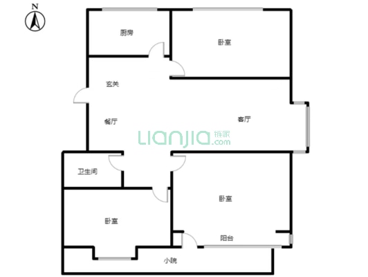 天保青花府 3室2厅 南 北-户型图