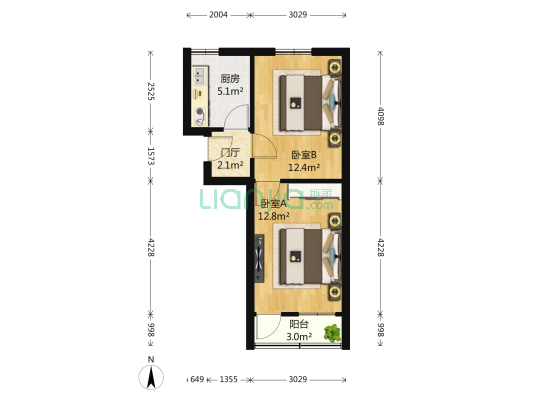 二七新村二区 2室0厅0卫 45平方
