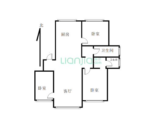 京汉天玺 电梯楼 精装修 三居室-户型图