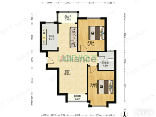 此房房本满五年税费低，采光没有遮挡 集中供暖-户型图