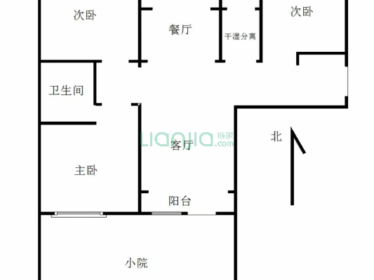 涿州孔雀城悦澜湾 3室1厅 南 北-户型图