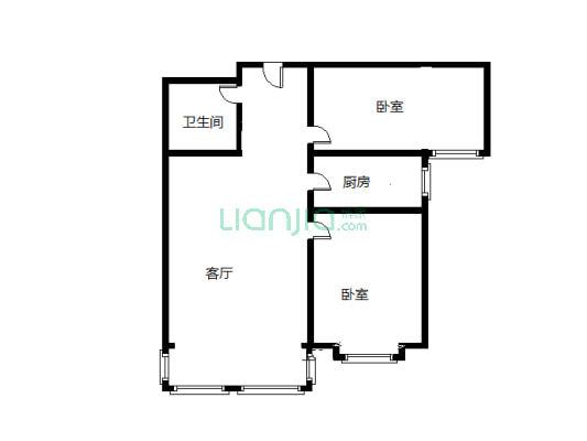 金域中央 2室2厅 南-户型图