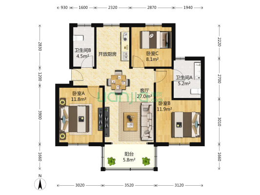 荷韵新村南区 3室2厅2卫 0平方