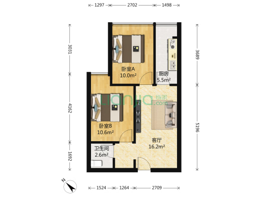 协信城 2室1厅1卫 54平方