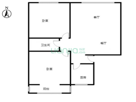 新上房源甲秀路南北通透大两居，业主诚心出售-户型图