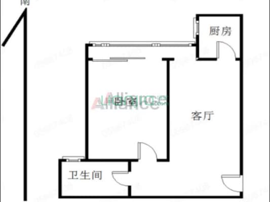 乾州 市政府旁 装修一室一厅 拎包入住-户型图