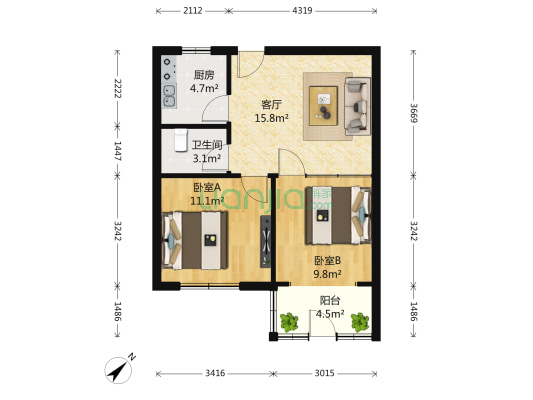 顺兴路散盘 2室1厅1卫 59平方