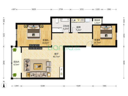 成寿寺中路16号院 2室1厅1卫 110平方
