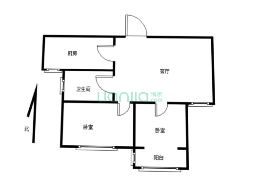 中央美地90平精致二室二厅，价格适中，适合小口之家-户型图
