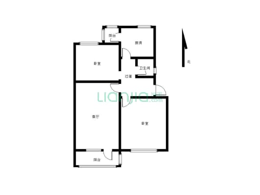 房子是物探小区的 超越小区的房子 两室一厅 一卫-户型图