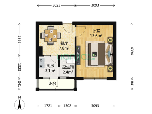 黑石礁 1室1厅1卫 38平方
