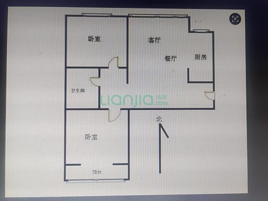 精装修南北通透大两室，满五唯一。中间楼层-户型图