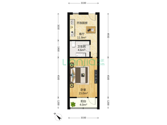 康宁大楼 1室1厅1卫 48平方