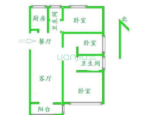 观璟台 3室2厅 南 北-户型图