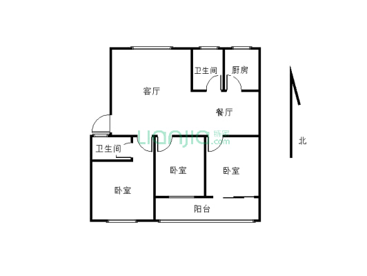 工人文化宫南门大三室院内能停车有门卫适合居住-户型图