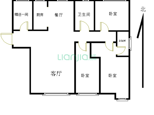三利中和城一期 3室2厅 南 北-户型图