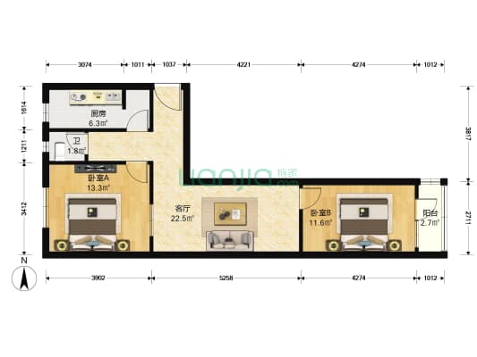 康家园 2室0厅0卫 74平方