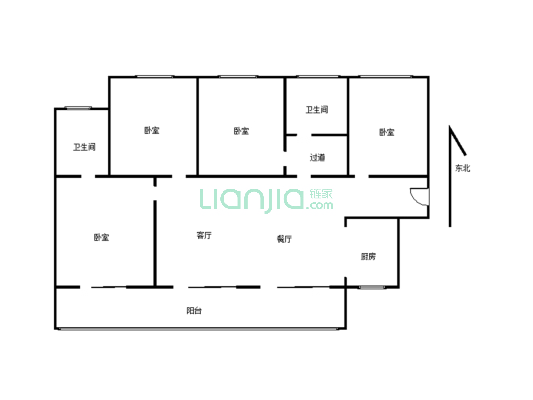 急售品质小区 四室两厅两卫，绿化好，户型方正，-户型图