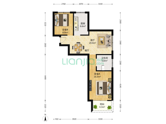 金鼎香樟苑(西区) 2室2厅1卫 83平方