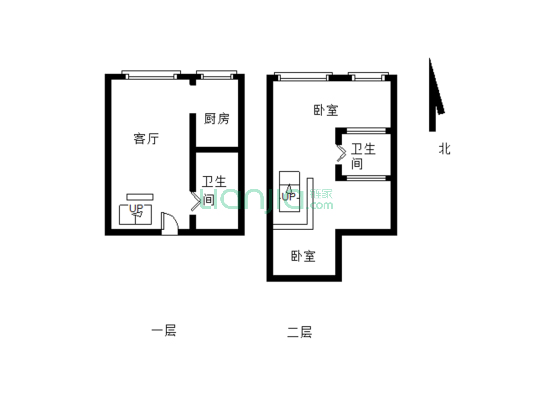 航安金和城公寓楼上下两层楼上也有卫生间可做分户-户型图