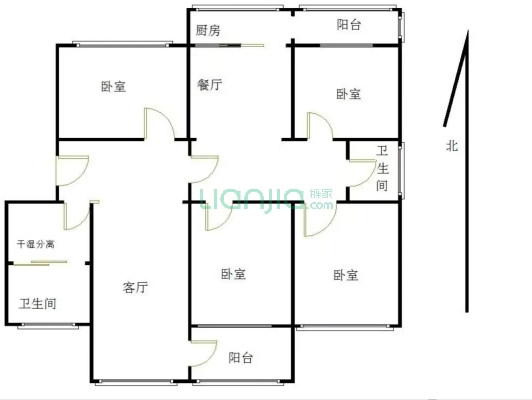 南北通透  房本满五  一梯两户 集中供暖-户型图