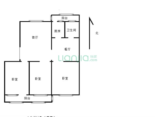 金城花园 3室2厅 南 北-户型图
