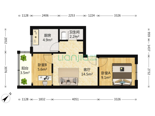 东通顺街26号 2室1厅1卫 48平方