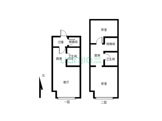 中天悦郡商务花园公寓 精装一室一厅 上下层 看房方便-户型图