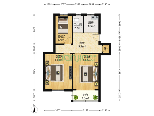 长虹路389号 3室1厅1卫 72平方