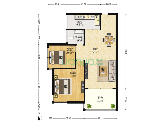 富源公馆西郡 2室1厅1卫 102平方