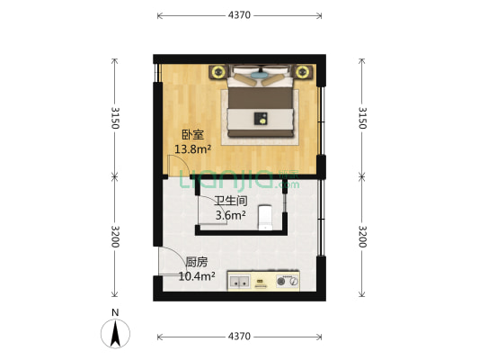 丽一小区 1室0厅1卫 33平方