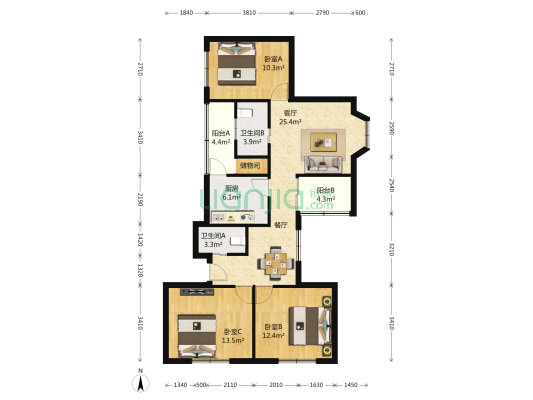 红柿苑 3室2厅2卫 0平方