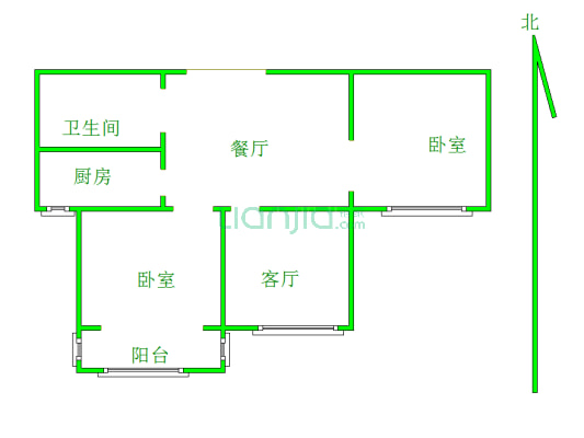 浩达公寓 2室2厅 南 北-户型图