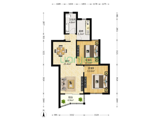 协和苑 2室1厅1卫 81平方