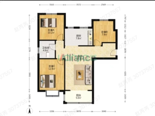 好楼层，采光好，全天都能进光，小区楼间距长，绿化高-户型图
